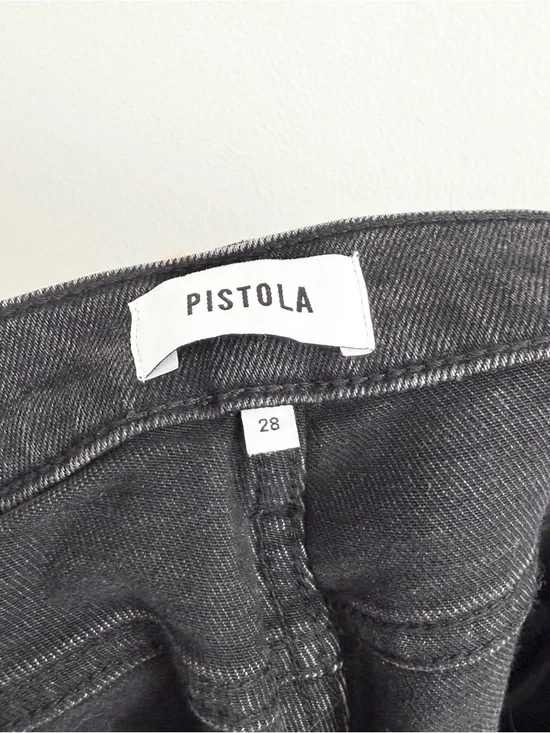 Pistola Lennon Pintuck High Rise Crop Flare Jeans Black Gray Wash Size 28 - Picture 5 of 6
